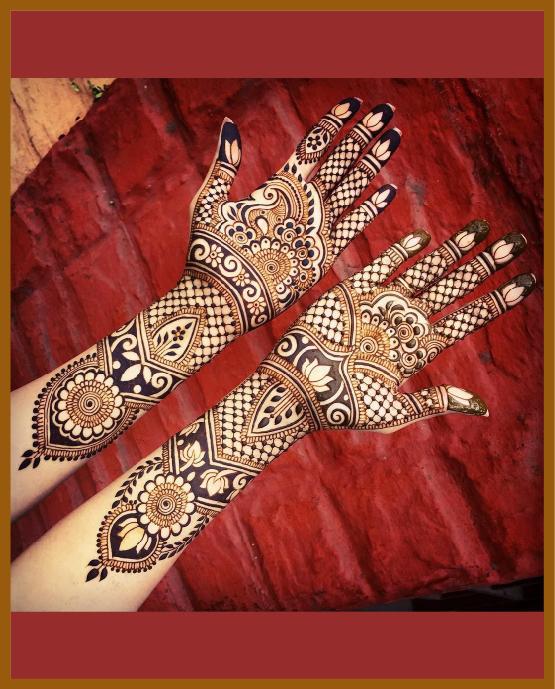 Bold Petal Pattren Wrap In Stylish Front Hand Mehndi Design